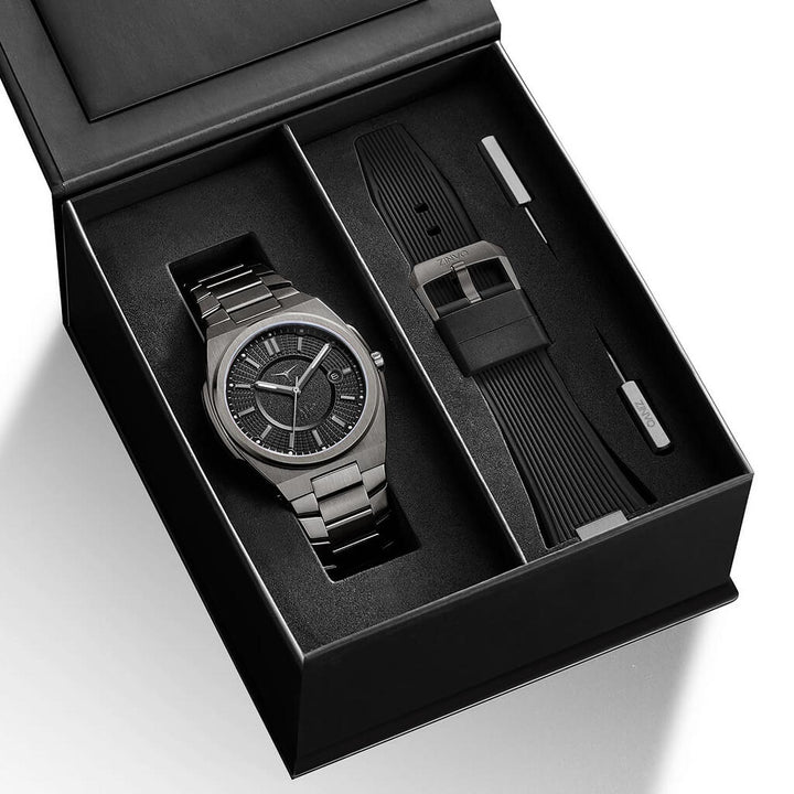 Rival Gunmetal Quartz Men's Watch With Additional Strap - 100-03