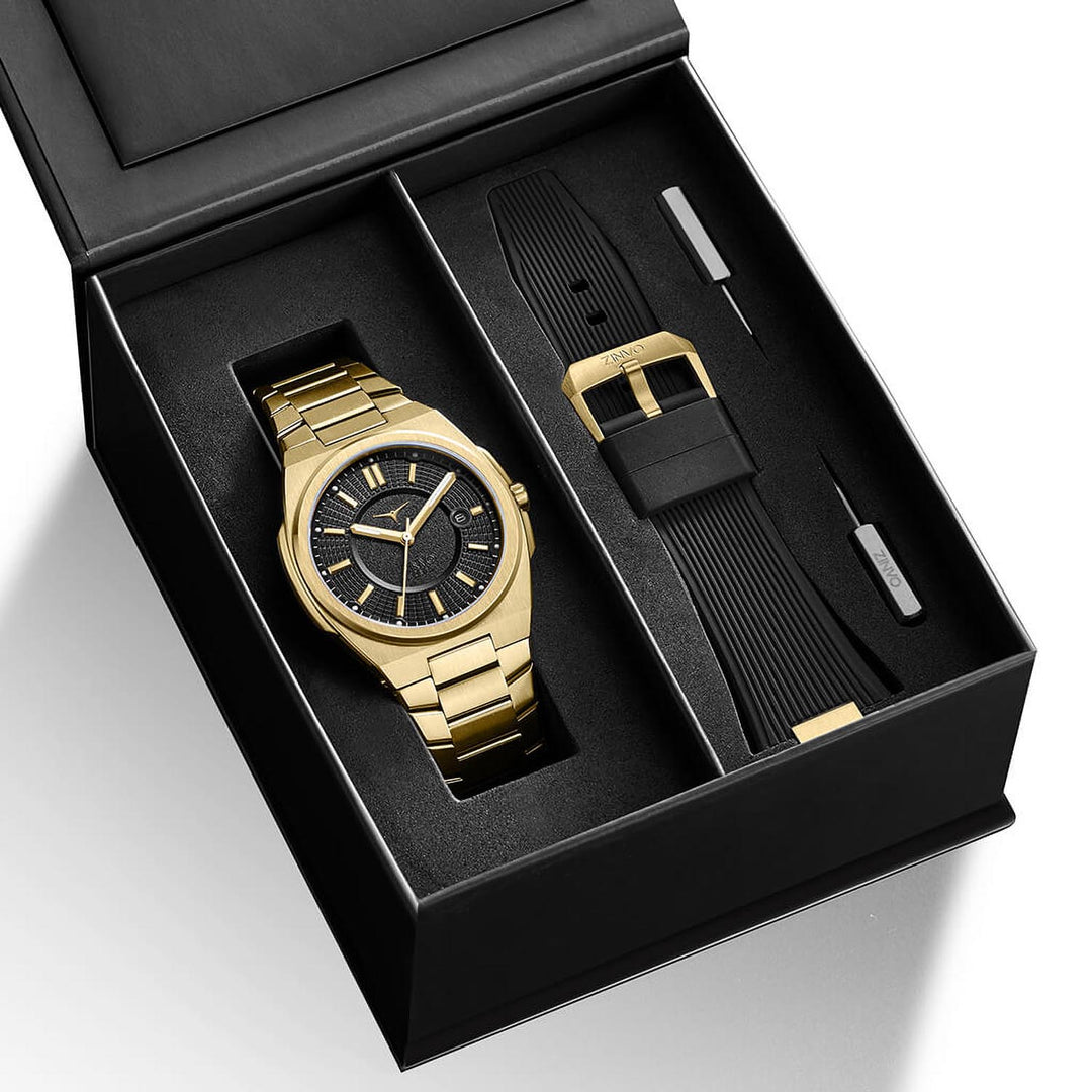 Rival Gold Quartz Men's Watch With Additional Strap - 100-05
