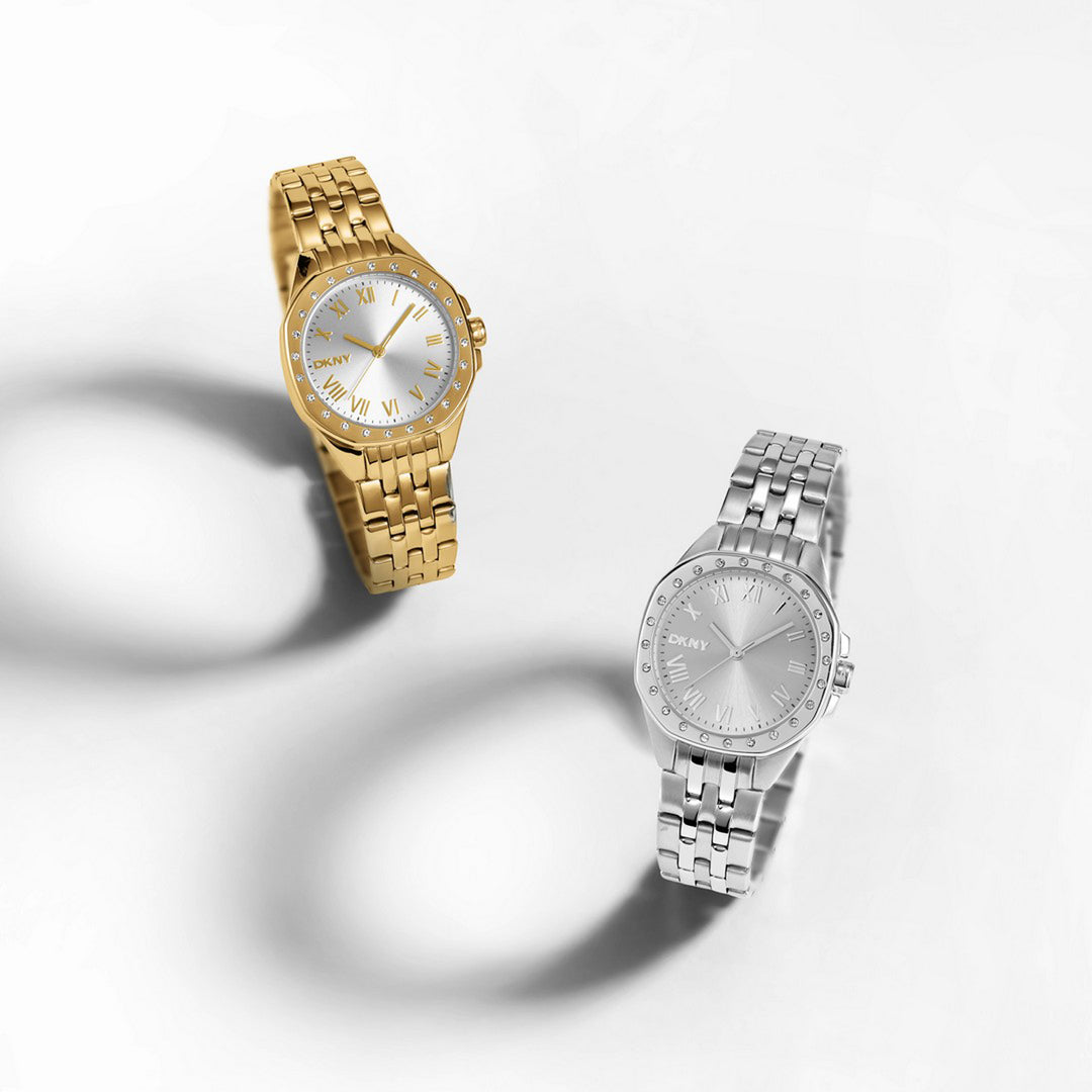 Brooklyn Mini Quartz Silver Round Dial Women's Watch - DK1L013M0075