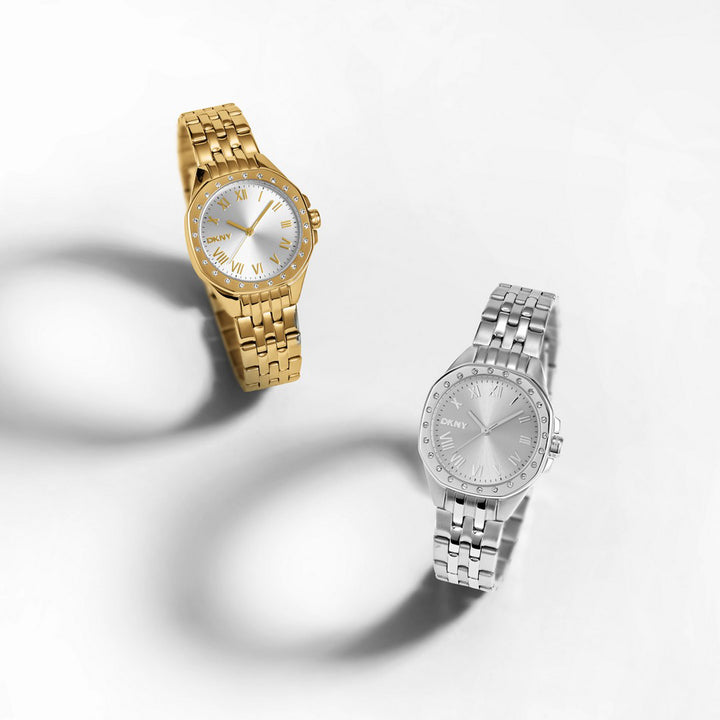 Brooklyn Mini Quartz Silver Round Dial Women's Watch - DK1L013M0075