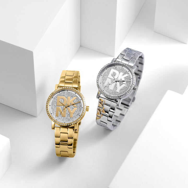 Soho Logo Quartz Silver Round Dial Women's Watch - DK1L035L0035