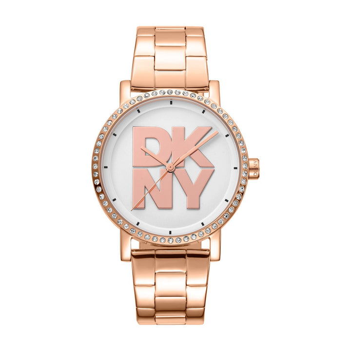 Soho Logo Quartz Silver Round Dial Women's Watch - DK1L035M0065