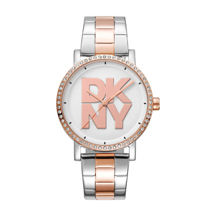 Soho Logo Quartz Silver Round Dial Women's Watch - DK1L035M0095