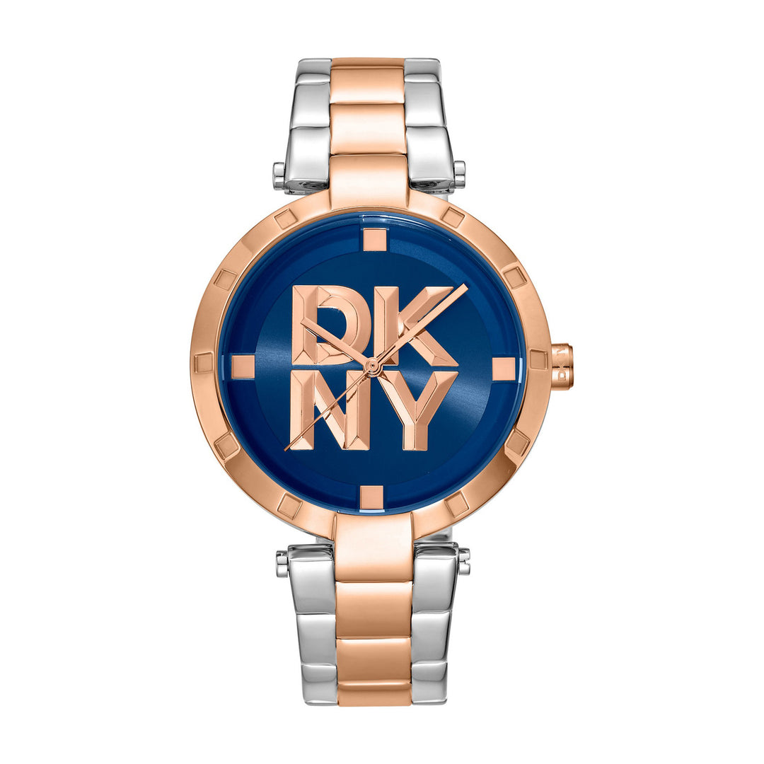 Essential Logo Quartz Blue Round Dial Women's Watch - DK1L041M0095