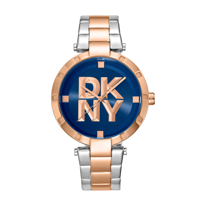 Essential Logo Quartz Blue Round Dial Women's Watch - DK1L041M0095