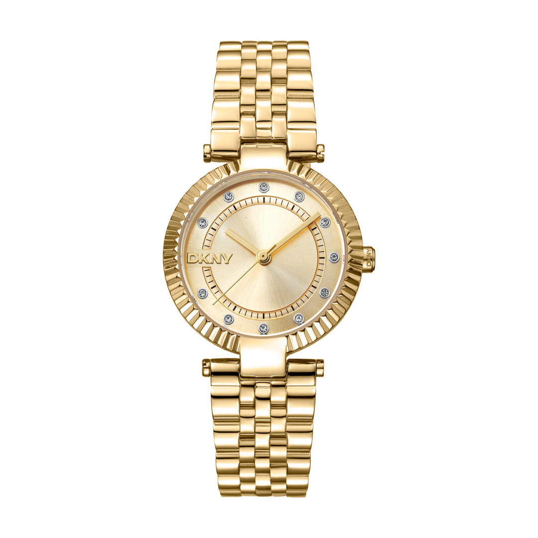 Essential Glitz Quartz Gold Round Dial Women's Watch - DK1L042M0055