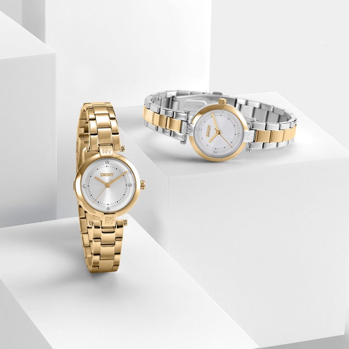Essential Mini Quartz Silver Round Dial Women's Watch - DK1L043M0055