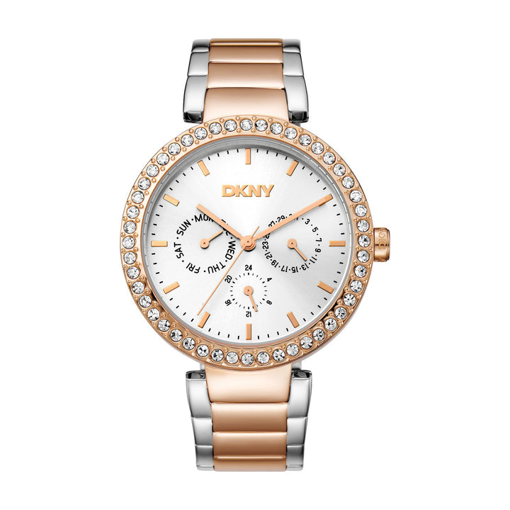 Downtown Glitz Multifunction Silver Round Dial Women's Watch - DK1L044M0095