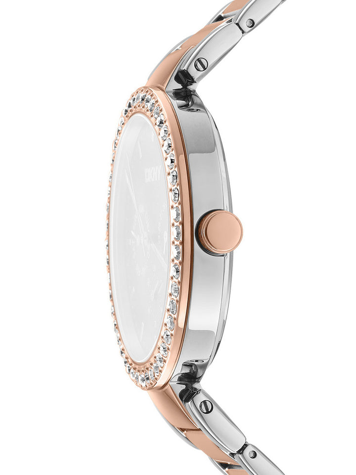 Downtown Glitz Multifunction Silver Round Dial Women's Watch - DK1L044M0095