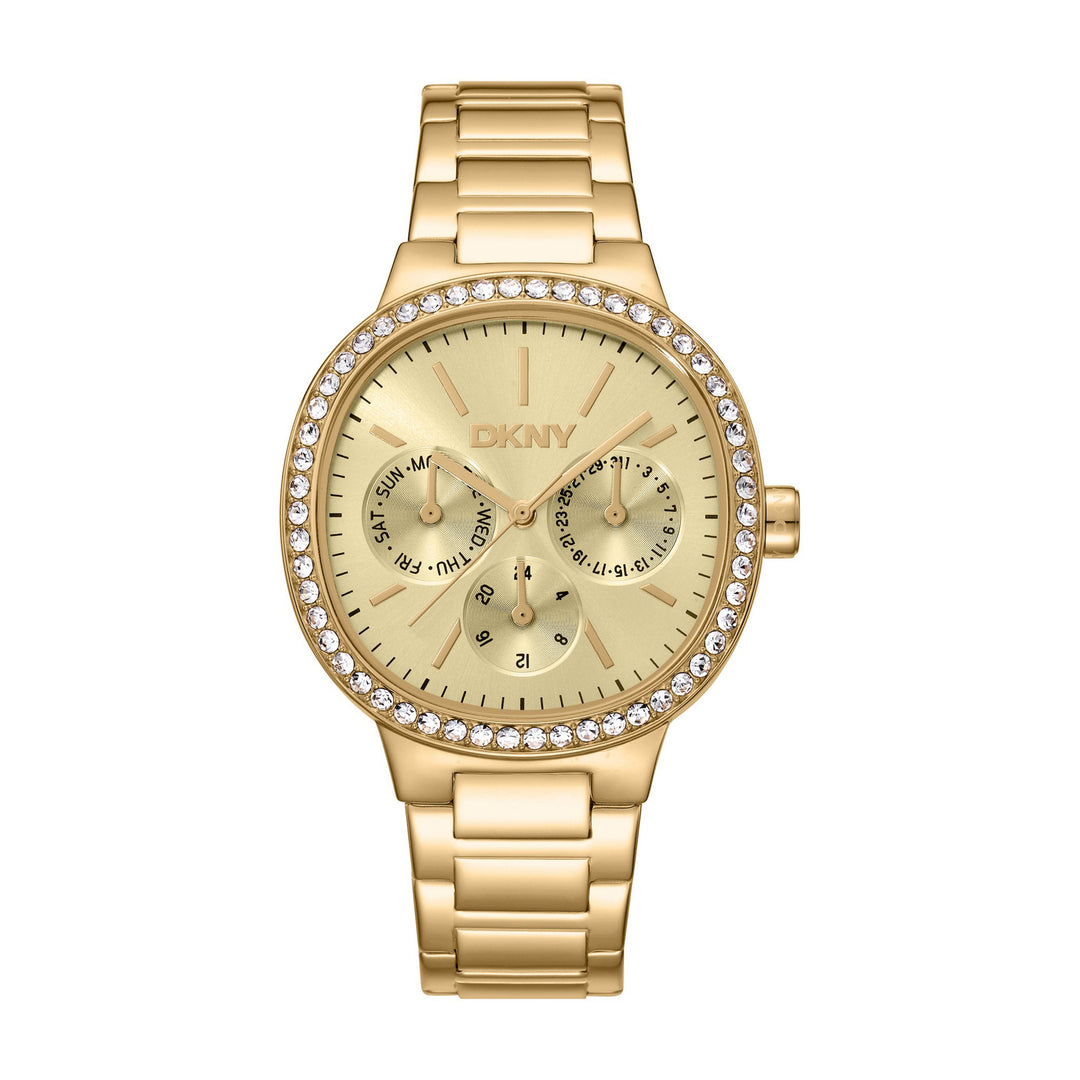 Evening Multifunction Gold Round Dial Women's Watch - DK1L084M0065
