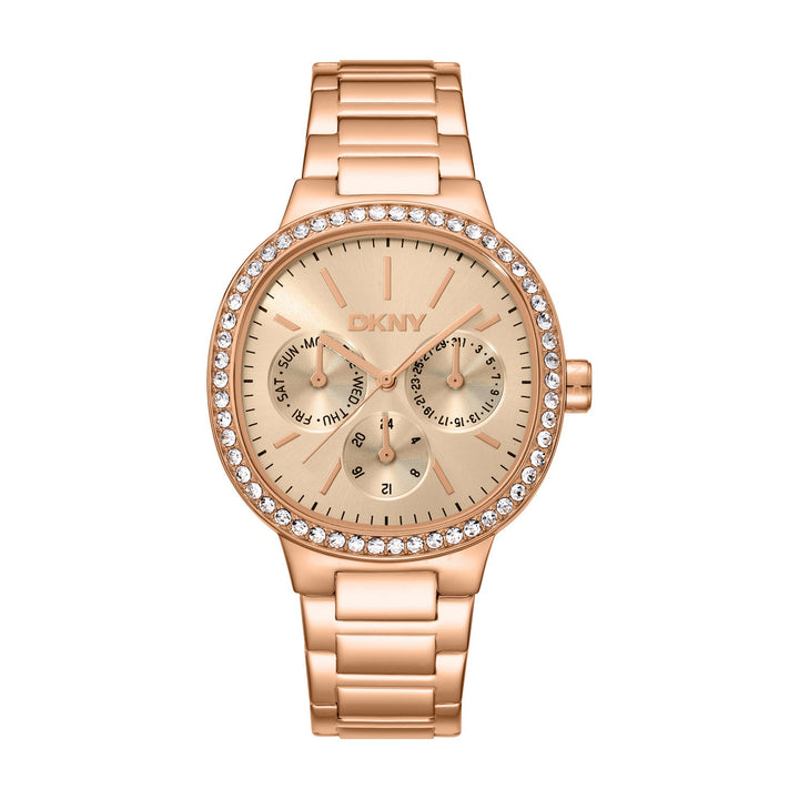 Evening Multifunction Rose Gold Round Dial Women's Watch - DK1L084M0075
