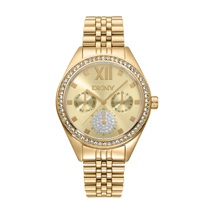 DKNY Multifunction Gold Crystal Round Dial Women's Watch - DK1L098M0065