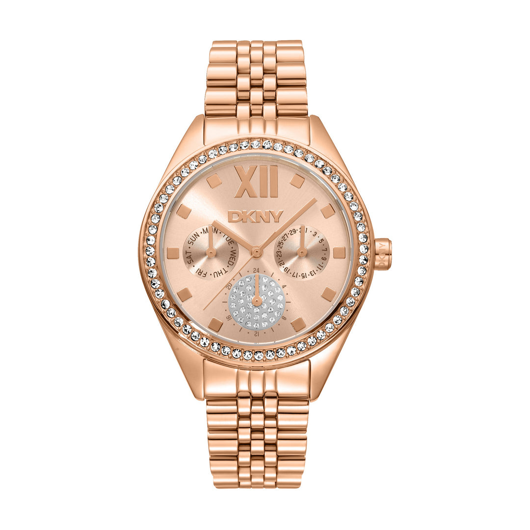 DKNY Multifunction Rose Gold Crystal Round Dial Women's Watch - DK1L098M0085