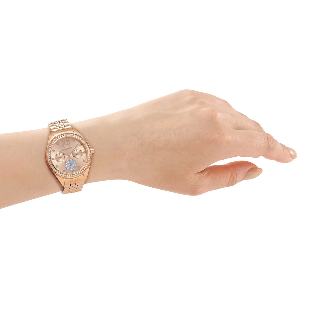 DKNY Multifunction Rose Gold Crystal Round Dial Women's Watch - DK1L098M0085