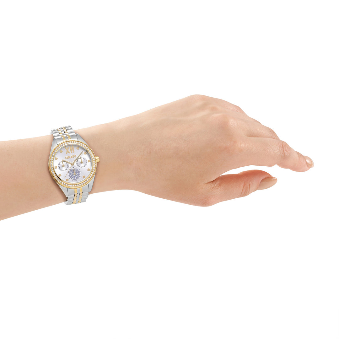 DKNY Multifunction Silver Crystal Round Dial Women's Watch - DK1L098M0095