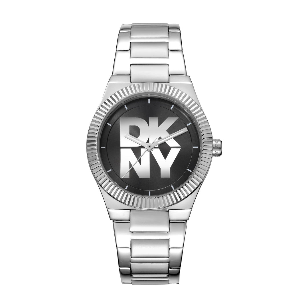 Logo Quartz Black Round Dial Women's Watch - DK1L102M0025