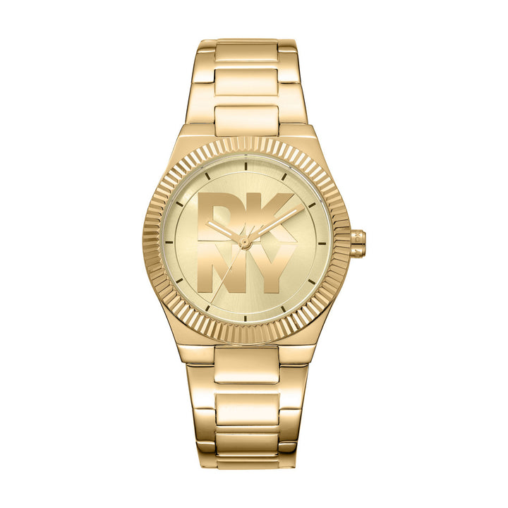 Logo Quartz Gold Round Dial Women's Watch - DK1L102M0035