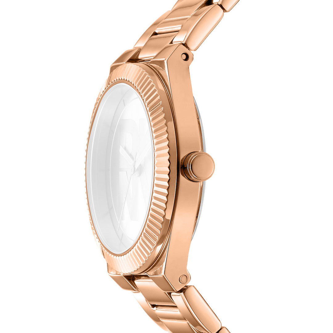 Logo Quartz Rose Gold Round Dial Women's Watch - DK1L102M0045