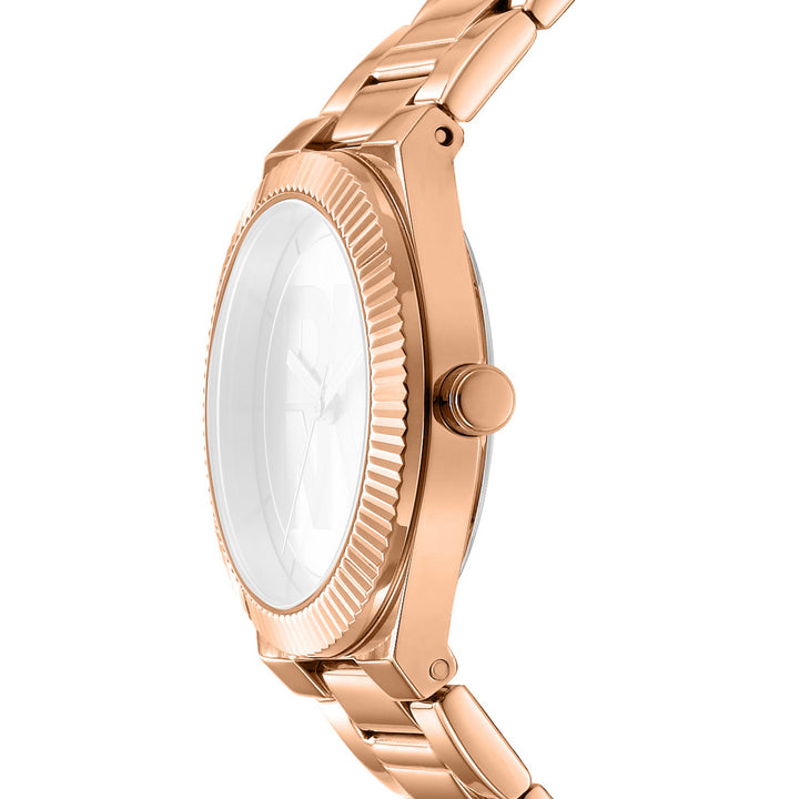 Logo Quartz Rose Gold Round Dial Women's Watch - DK1L102M0045