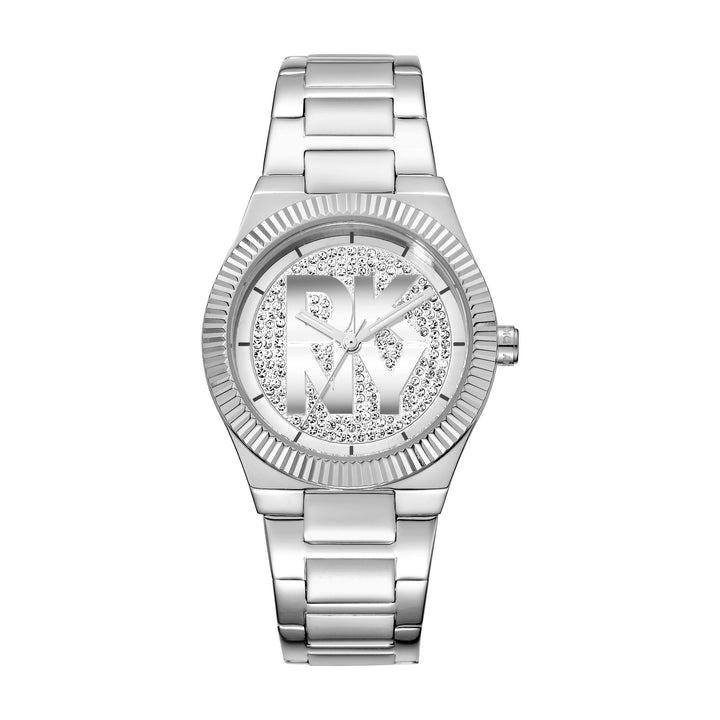 Logo Quartz Silver Round Dial Women's Watch - DK1L102M0215