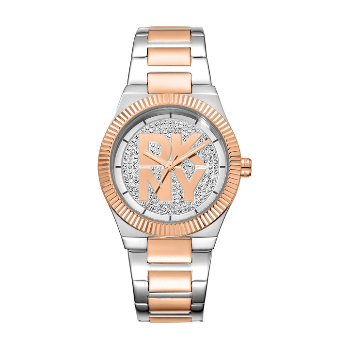 Logo Quartz Silver Round Dial Women's Watch - DK1L102M0255