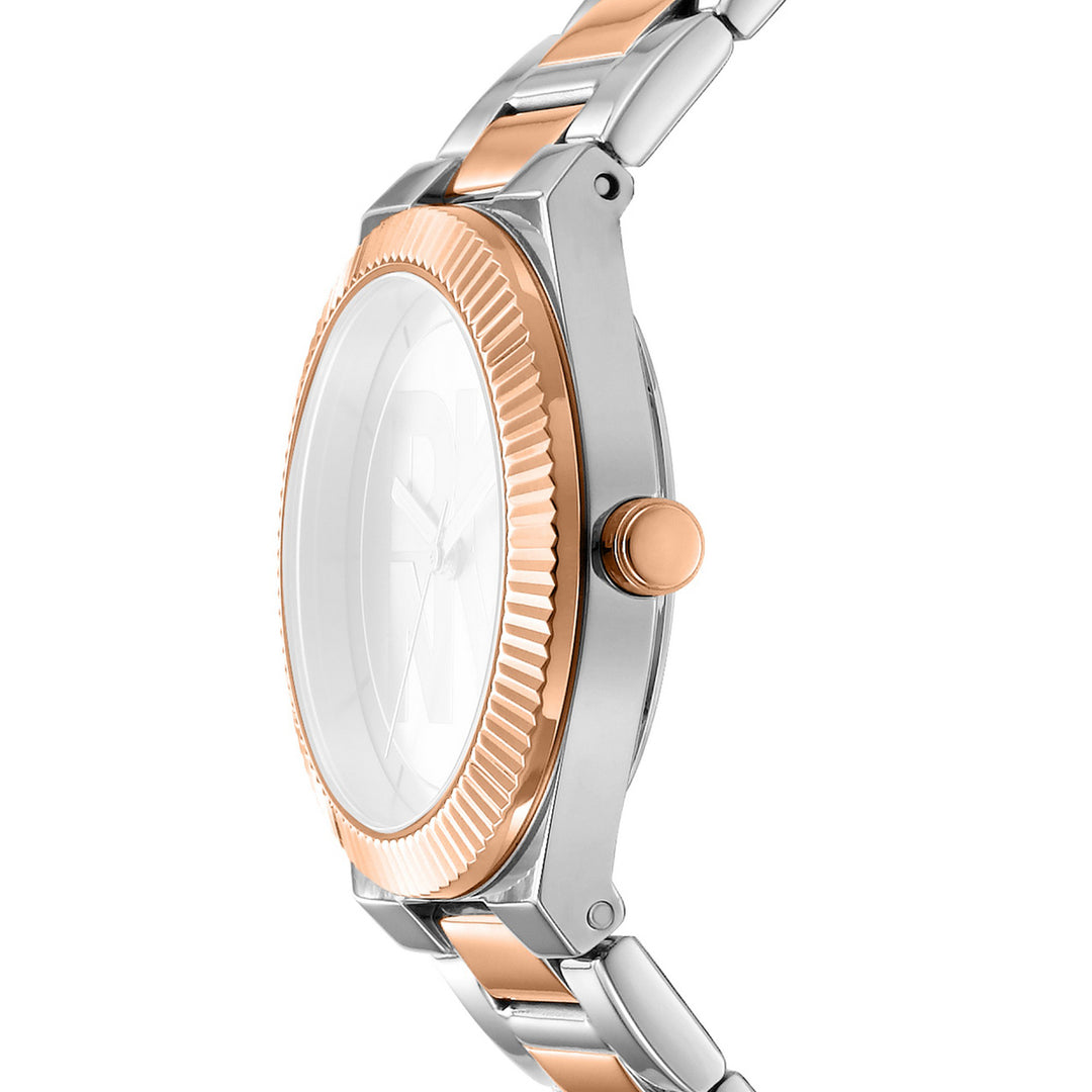 Logo Quartz Silver Round Dial Women's Watch - DK1L102M0255