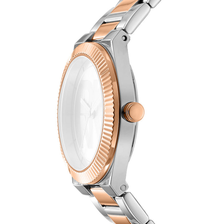 Logo Quartz Silver Round Dial Women's Watch - DK1L102M0255