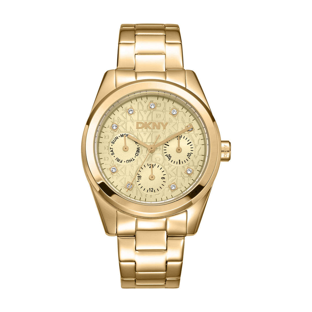 Multifunction Gold Round Dial Women's Watch - DK1L109M0045