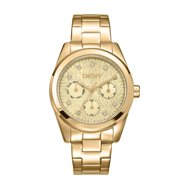 Multifunction Gold Round Dial Women's Watch - DK1L109M0045