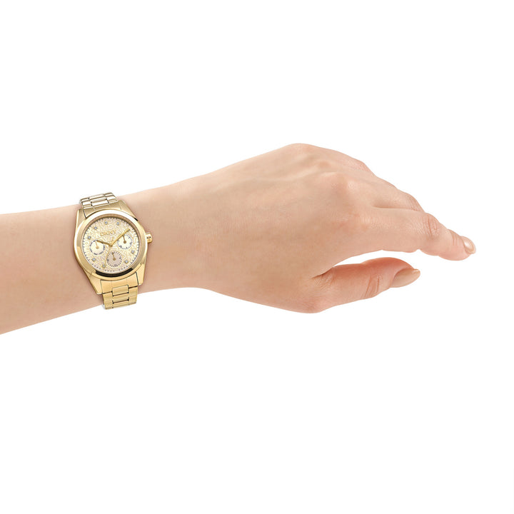 Multifunction Gold Round Dial Women's Watch - DK1L109M0045