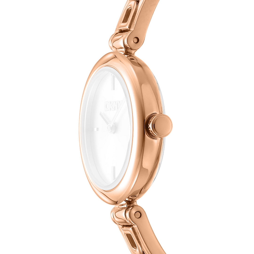 Logo Quartz Rose Gold Round Dial Women's Watch - DK1L115M0055
