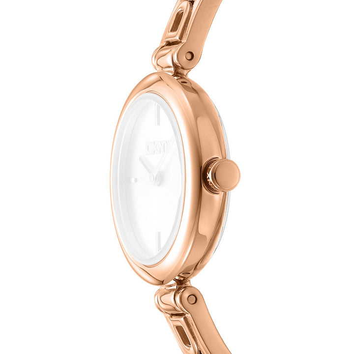 Logo Quartz Rose Gold Round Dial Women's Watch - DK1L115M0055
