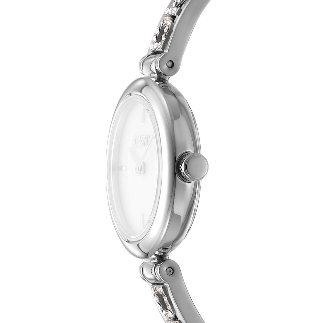 Logo Quartz White Round Dial Women's Watch - DK1L115M0215