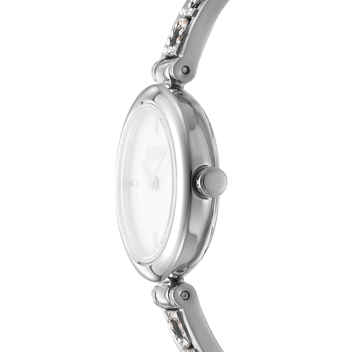 Logo Quartz White Round Dial Women's Watch - DK1L115M0215