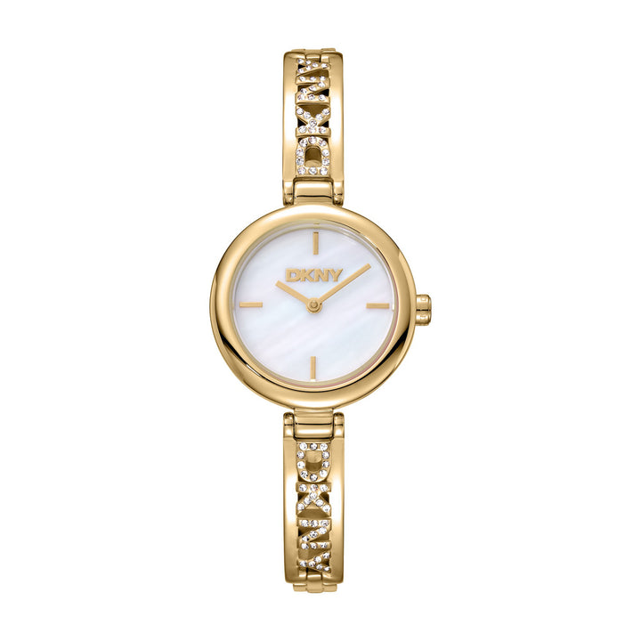 Logo Quartz White Round Dial Women's Watch - DK1L115M0225