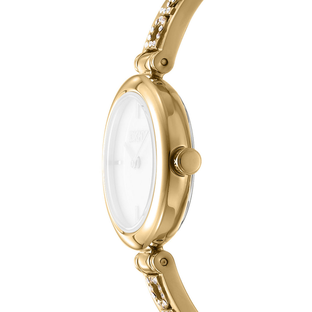 Logo Quartz White Round Dial Women's Watch - DK1L115M0225
