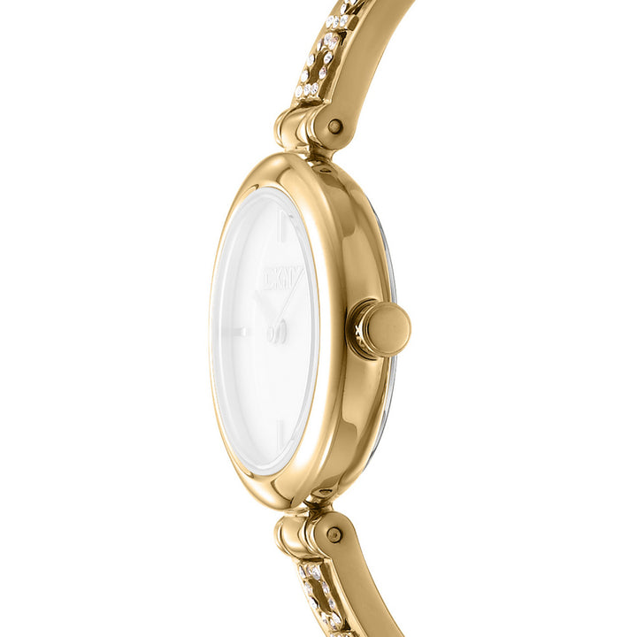 Logo Quartz White Round Dial Women's Watch - DK1L115M0225