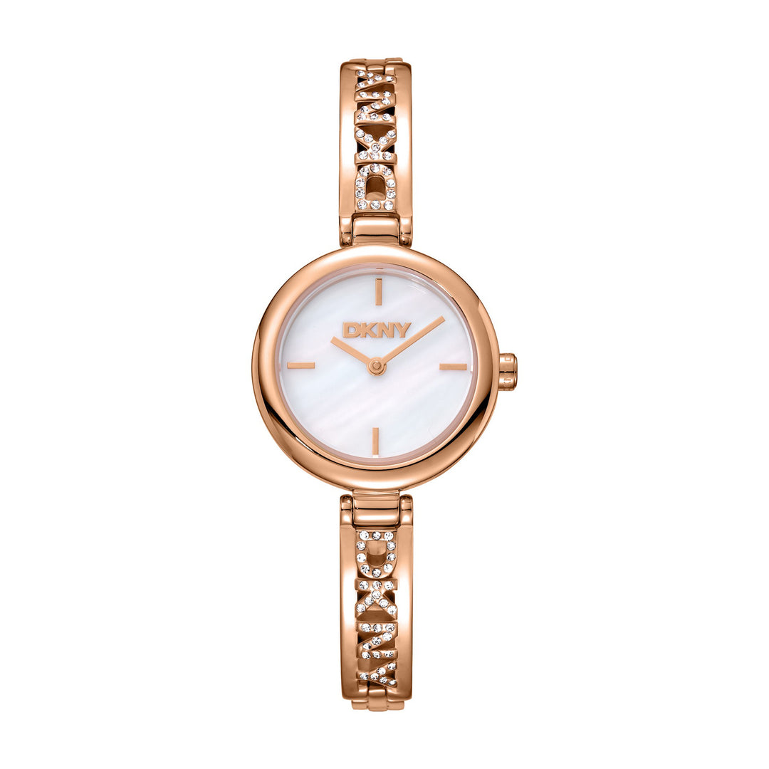 Logo Quartz White Round Dial Women's Watch - DK1L115M0235