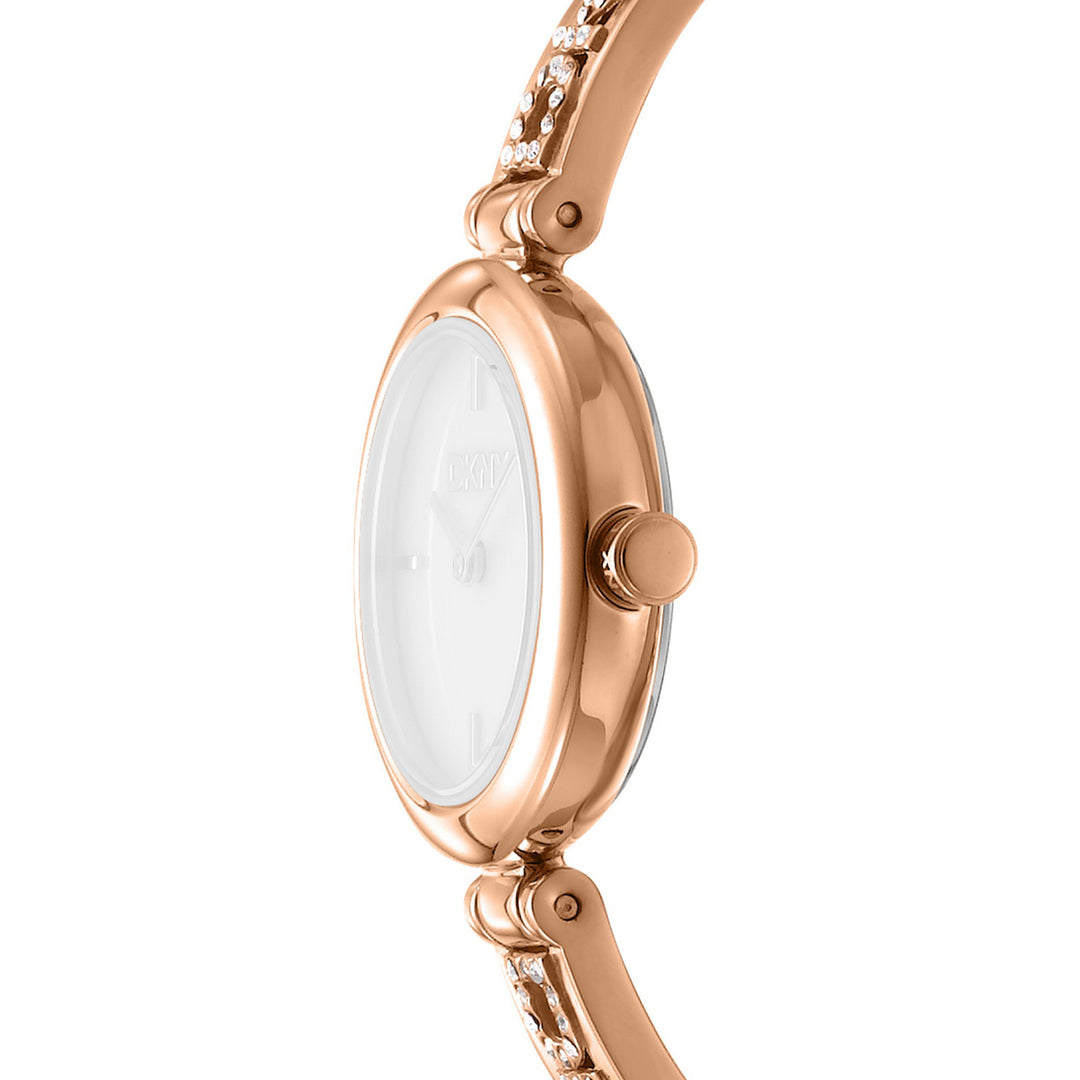 Logo Quartz White Round Dial Women's Watch - DK1L115M0235