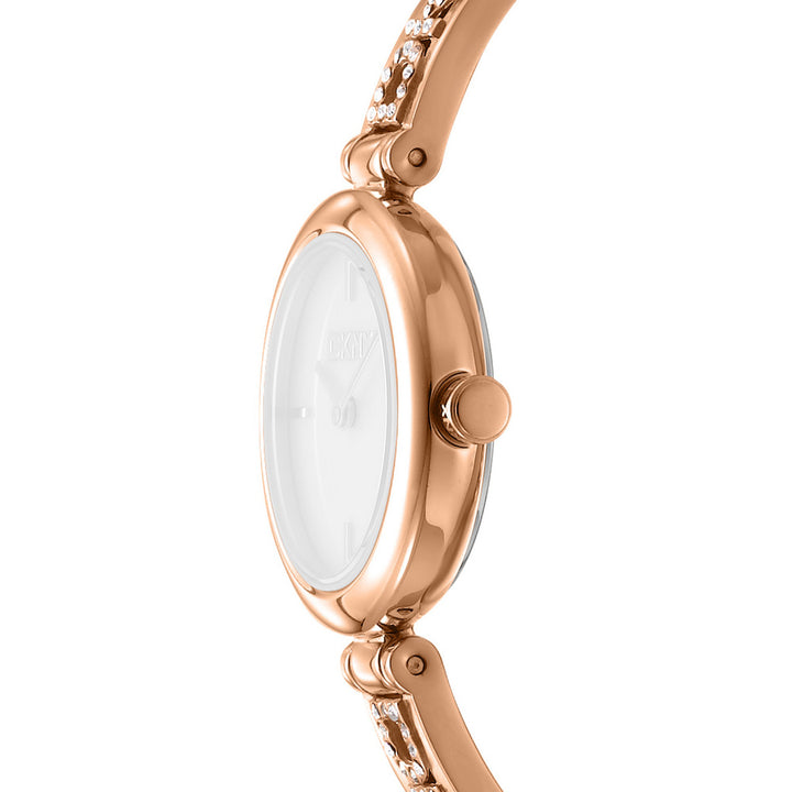 Logo Quartz White Round Dial Women's Watch - DK1L115M0235