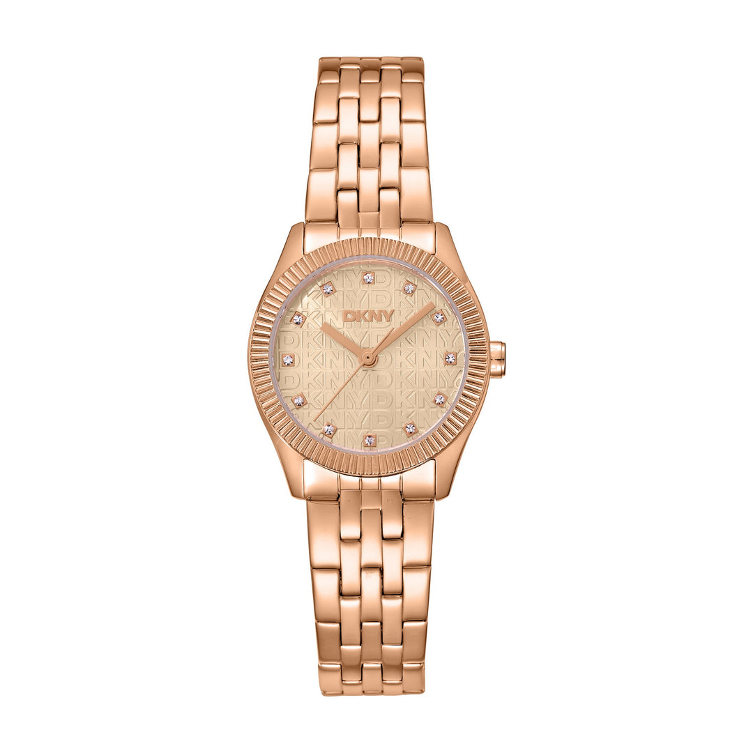 Logo Quartz Rose Gold Round Dial Women's Watch - DK1L126M0065