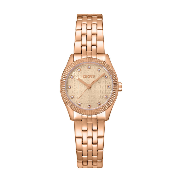 Logo Quartz Rose Gold Round Dial Women's Watch - DK1L126M0065
