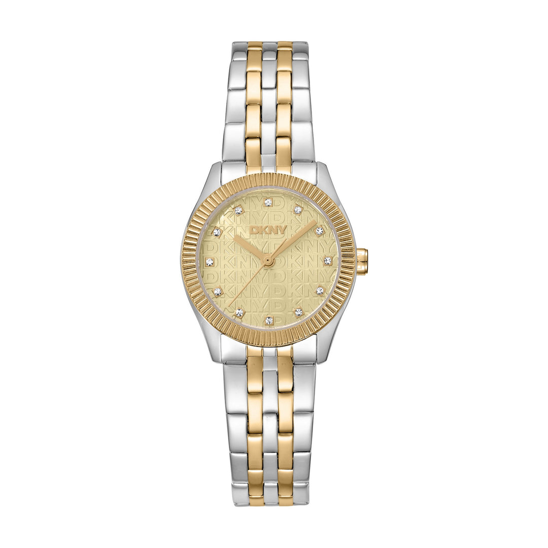 Logo Quartz Gold Round Dial Women's Watch - DK1L126M0085