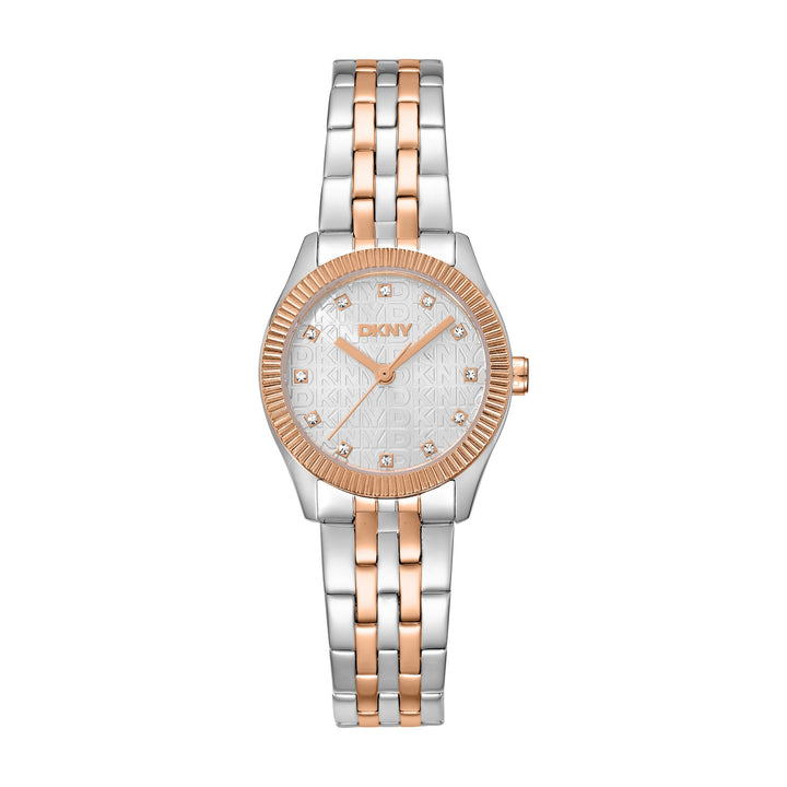 Logo Quartz Silver Round Dial Women's Watch - DK1L126M0105