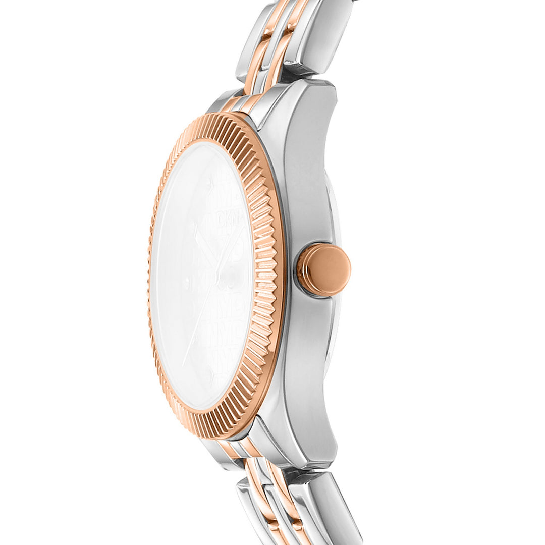 Logo Quartz Silver Round Dial Women's Watch - DK1L126M0105