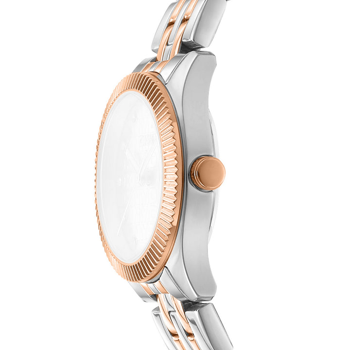 Logo Quartz Silver Round Dial Women's Watch - DK1L126M0105