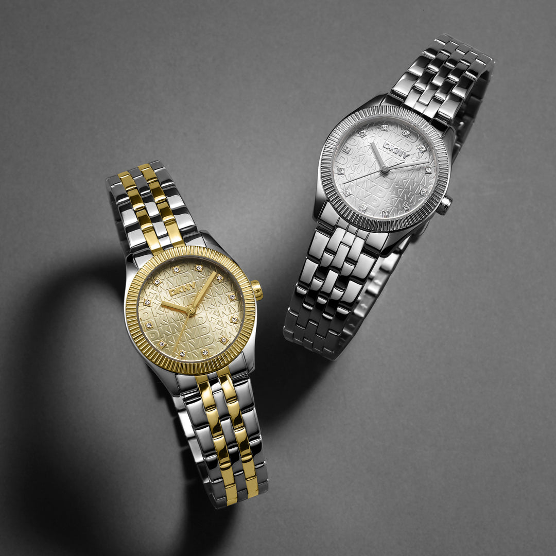Logo Quartz Grey Round Dial Women's Watch - DK1L126M0075