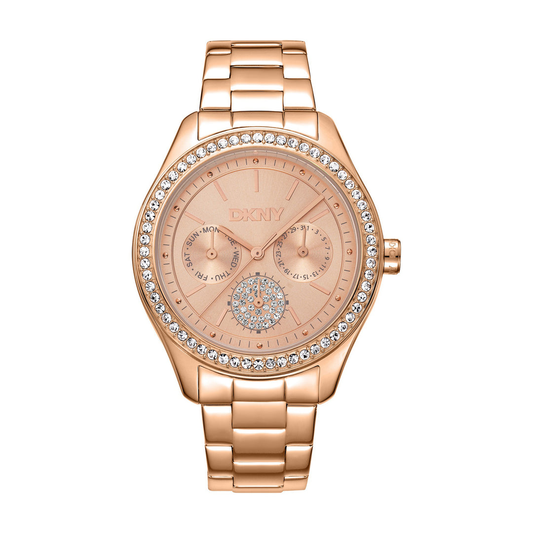 Evening Multifunction Rose Gold Round Dial Women's Watch - DK1L129M0065