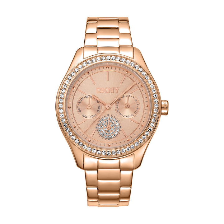 Evening Multifunction Rose Gold Round Dial Women's Watch - DK1L129M0065