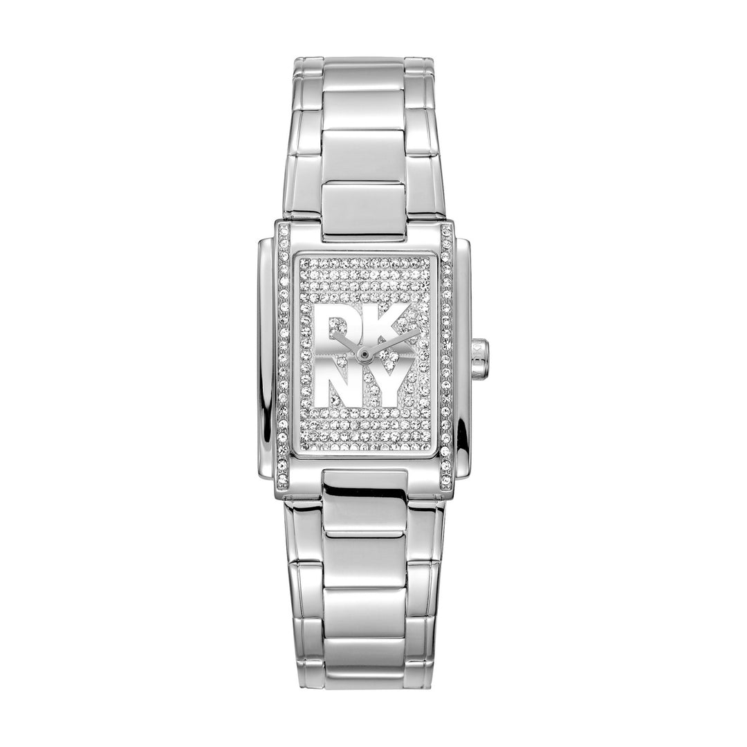 Logo Quartz Silver Rectangular Dial Women's Watch - DK1L140M0015